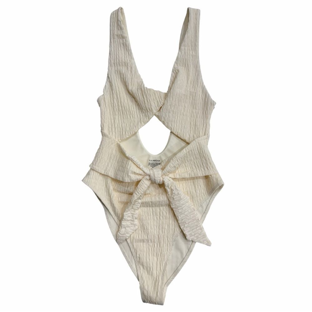 Tularosa Duffy Ivory Crinkle Cutout One Piece Swimsuit Elegant Vacation Small